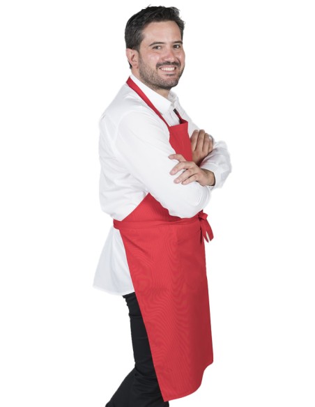 DELANTAL CON PETO Y BOLSILLOS ROJO