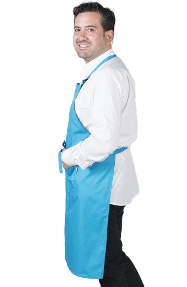 DELANTAL CON PETO Y BOLSILLOS TURQUESA