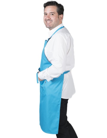 GREMBIULE CON PETTORINA E TASCHE TURCHESE
