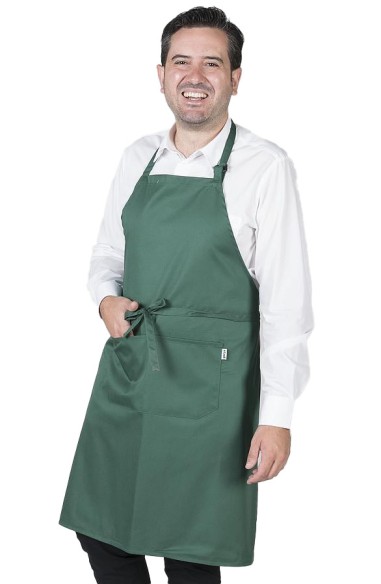 GREMBIULE CON PETTORINA E TASCHE VERDE BOTTIGLIA
