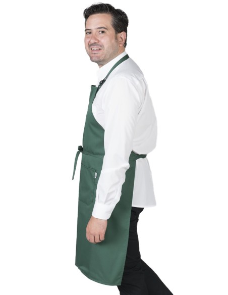 DELANTAL CON PETO Y BOLSILLOS VERDE BOTELLA