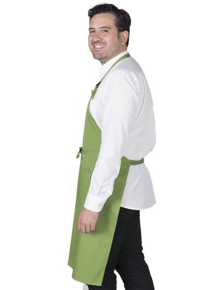 DELANTAL CON PETO Y BOLSILLOS VERDE OLIVA