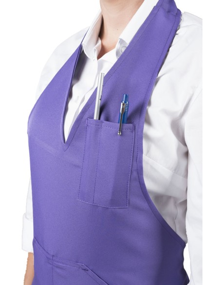 DELANTAL CUELLO V DE COLORES POLIÉSTER