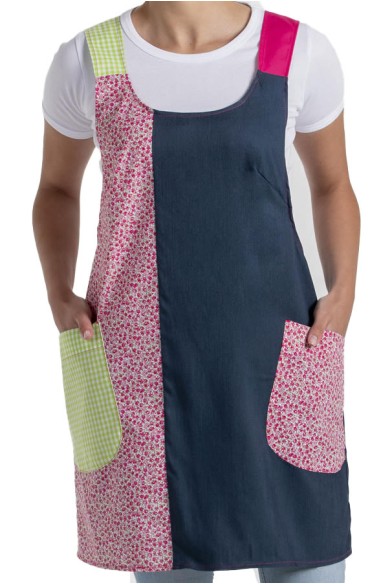 GREMBIULE DENIM FIORI INCROCIARE...