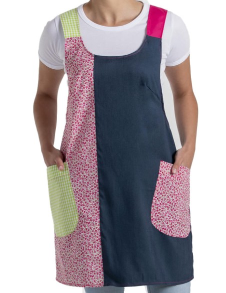 ESTOLA DENIM FLORES ESPALDA CRUZADA