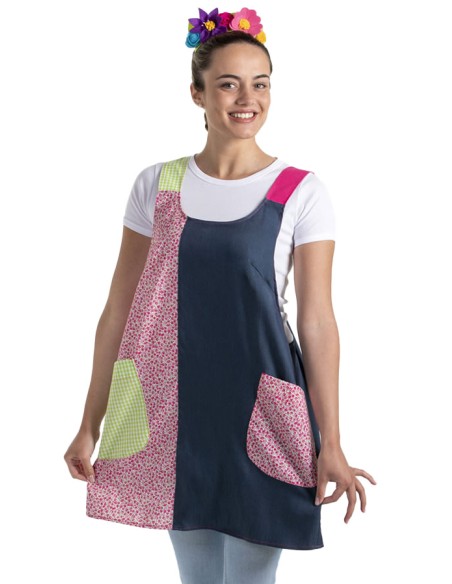 ESTOLA DENIM FLORES ESPALDA CRUZADA