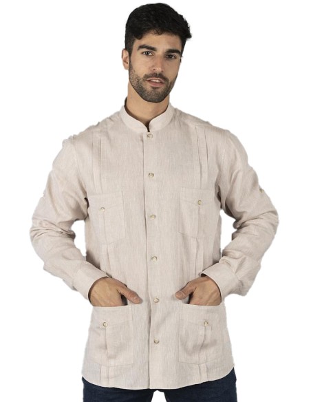 CAMICIA LINO COLLO MAO UOMO BORNEO