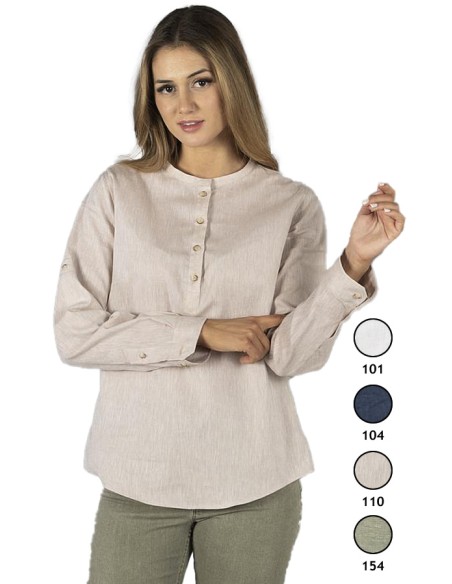 BLUSA LINO COLLO MAO DA DONNA KAULA