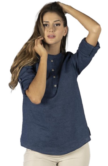 BLUSA LINO CUELLO MAO MUJER KAULA
