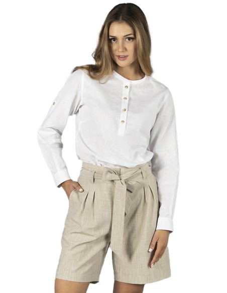 BLUSA LINO CUELLO MAO MUJER KAULA