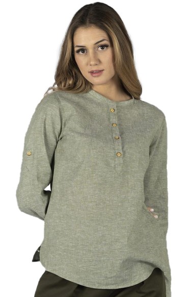 BLUSA LINO CUELLO MAO MUJER KAULA