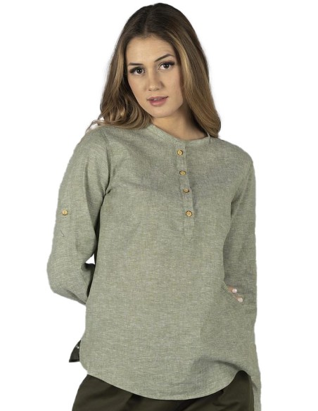 BLUSA LINO CUELLO MAO MUJER KAULA