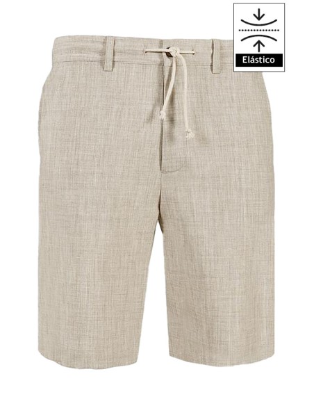 BERMUDA BEIGE HOMBRE GOMA + CORDÓN