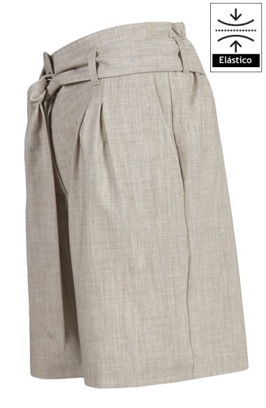 BERMUDA MUJER BEIGE CON LAZO