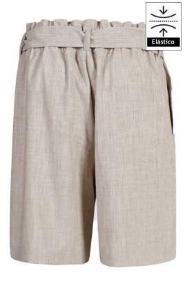BERMUDA MUJER BEIGE CON LAZO 2