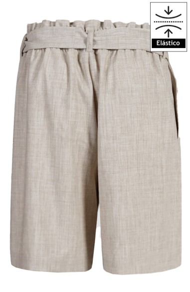 BERMUDA MUJER BEIGE CON LAZO
