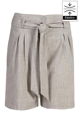 BERMUDA MUJER BEIGE CON LAZO