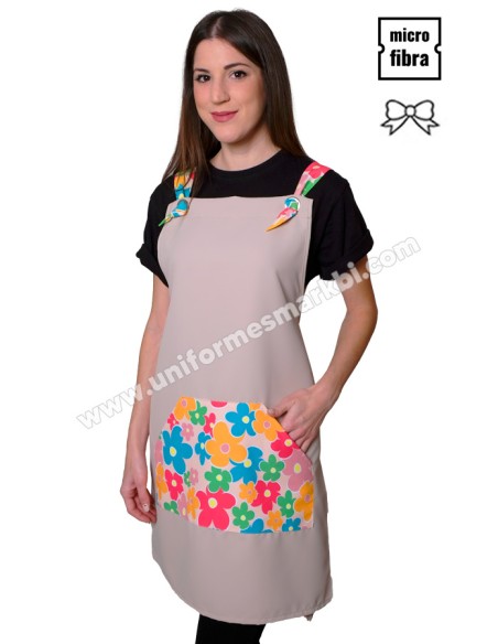 ESTOLA FLORES DE COLORES BEIGE