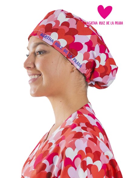 GORRO CIRUJANO GOMA AGATHA CORAZONES ROJOS