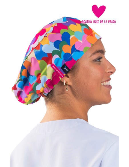 GORRO CIRUJANO GOMA AGATHA CORAZONES MULTICOLOR