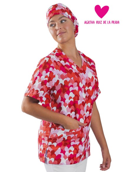 BLUSA UNISEX MICROFIBRA AGATHA CUORE ROJO