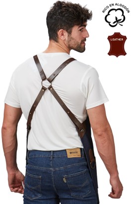 GREMBIULE SALOPETTE DENIM E PELLE 2