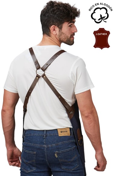 DELANTAL CON PETO VAQUERO Y PIEL