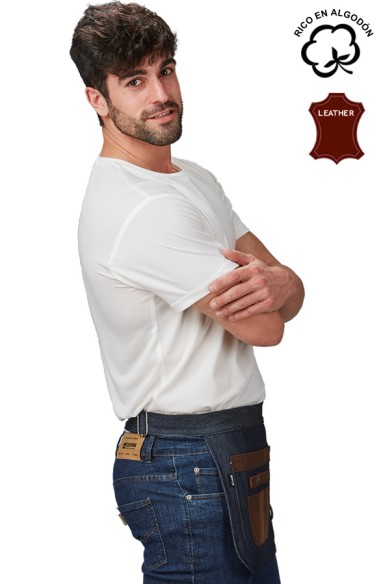 DELANTAL CORTO VAQUERO Y PIEL