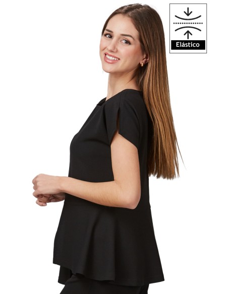 BLUSA MUJER CON VUELO VEZA