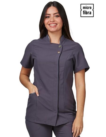 CASACA M/C CORCHETES MICROFIBRA MUJER