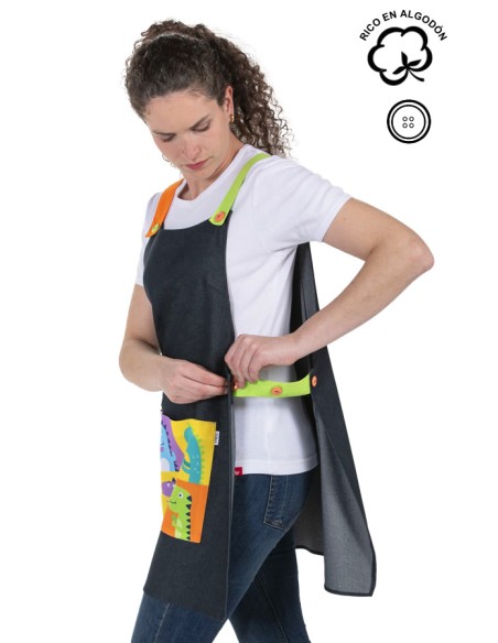 GREMBIULE MAESTRA DENIM DINOSAURO