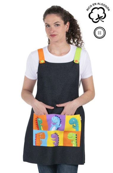 GREMBIULE MAESTRA DENIM DINOSAURO