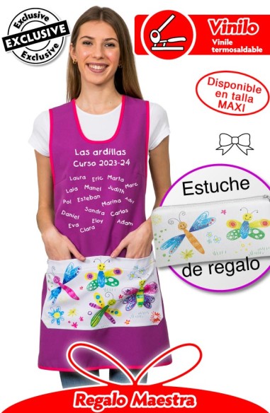 ESTOLA MAESTRA MARIPOSAS LILA. REGALO MAESTRA