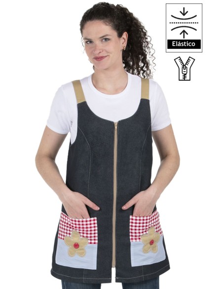 VESTITO DENIM RICAMATO FIORI