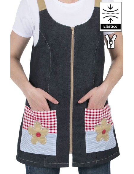 VESTITO DENIM RICAMATO FIORI