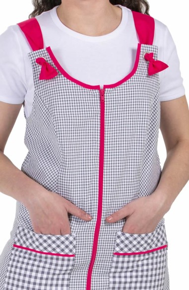 PICHI VICHY GRIS CONTRASTE FUCSIA