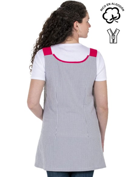 PICHI VICHY GRIS CONTRASTE FUCSIA
