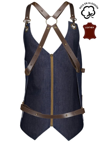 GILET UNISEX IN DENIM E PELLE KURUME