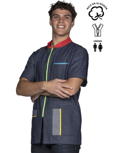 BATA DENIM DE MANGA CORTA