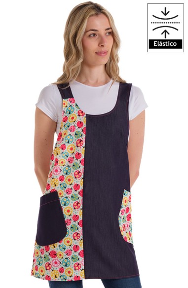 GREMBIULE DENIM FIORI COCCINELLE...
