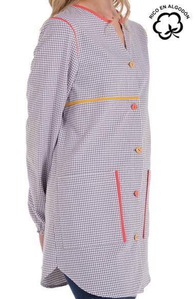 CAMICE MAESTRA QUADRATI GRIGIO -...