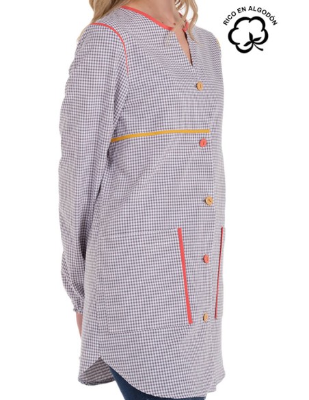 CAMICE MAESTRA QUADRATI GRIGIO - COLORATI