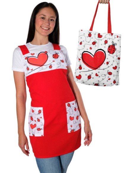 BORSA A MANO CON CUORE DI COCCINELLE