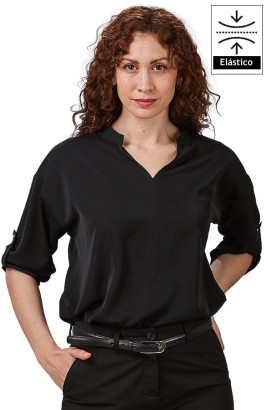 BLUSA MUJER CON MANGA REGULABLE- azul marino 2