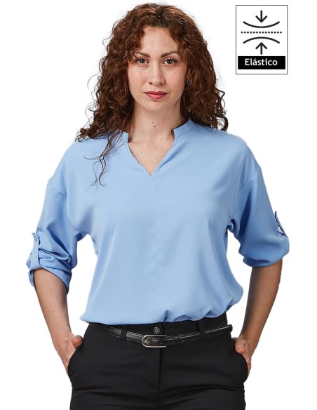 BLUSA DA DONNA MANICA REGOLABILE -azzurro-
