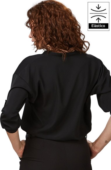 BLUSA DA DONNA MANICA REGOLABILE -nero-