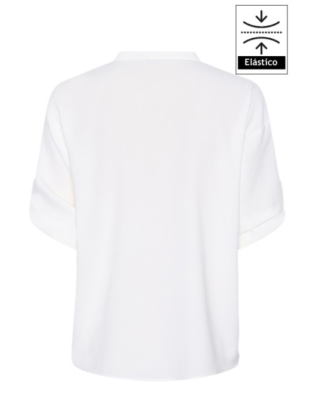 BLUSA MUJER CON MANGA REGULABLE- blanco - espalda