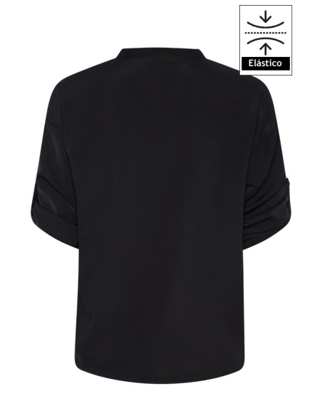 BLUSA MUJER CON MANGA REGULABLE- negro - espalda