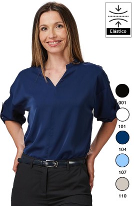 BLUSA MUJER CON MANGA REGULABLE- azul marino