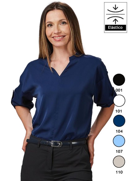 BLUSA MUJER CON MANGA REGULABLE- azul marino